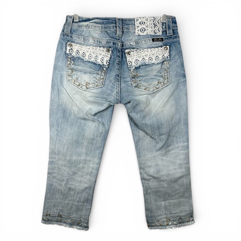 Miss Me Embellished Blue Denim Cropped Jeans